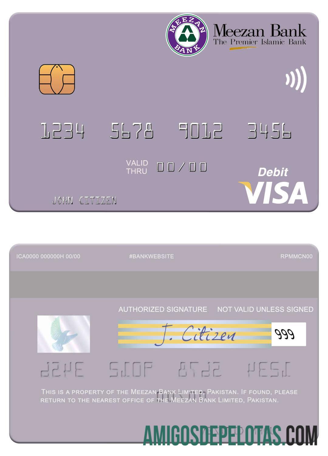Pakistan Meezan Bank Limited Visa Debit Card example
